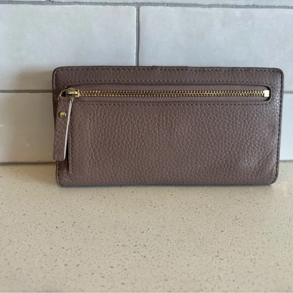 KATE SPADE EDEN LANE JACINDA PORCINI BOW LEATHER WALLET DUSTY PINK